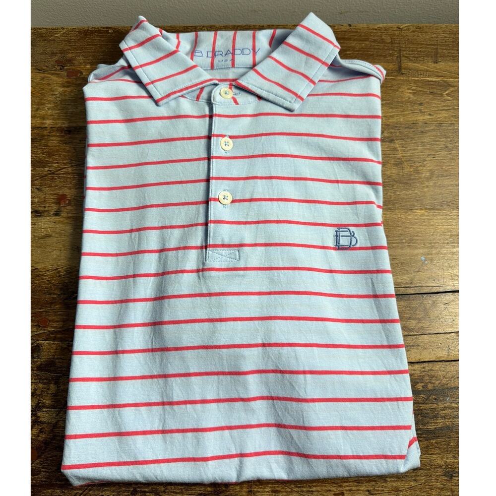 B. Draddy Striped Polo Shirt size small